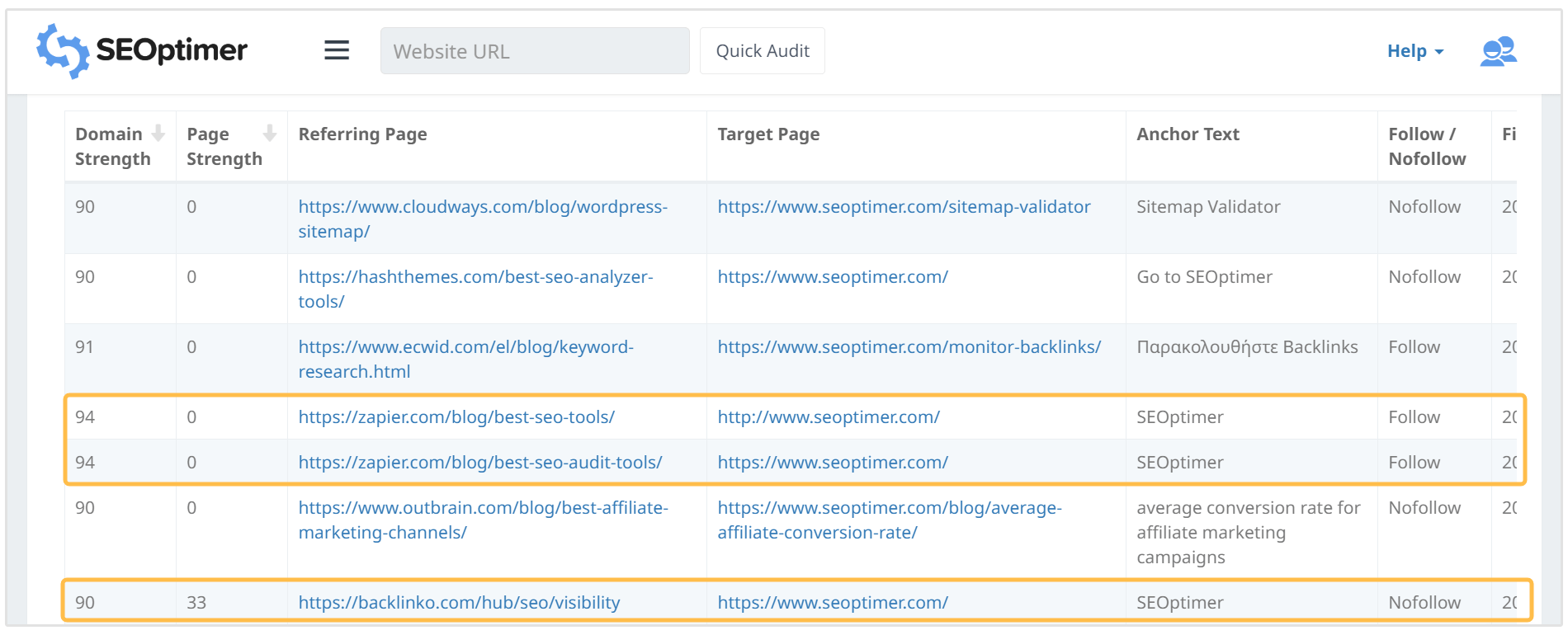 seoptimer link profile